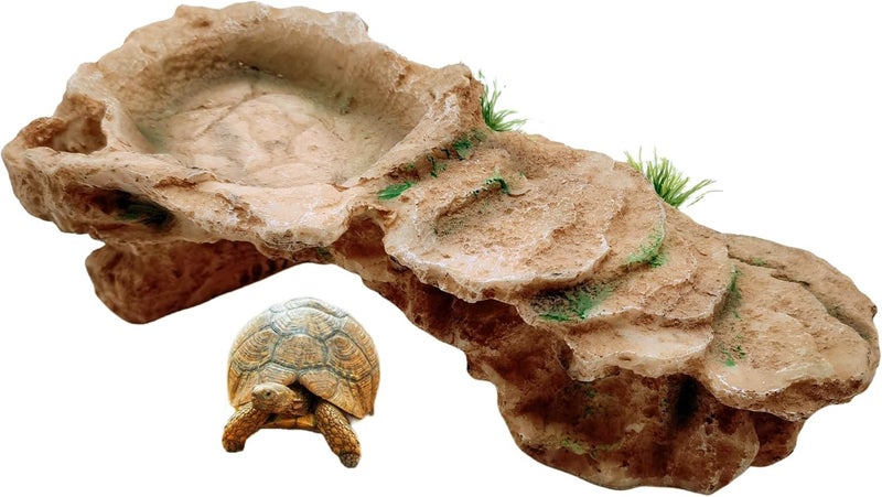 M2cbridge Reptile Hide Resting Step Ledge Cave Hideout Turtle Basking Platform – Great for Reptiles, Amphibians, and Fish (Sandy Brown) - Image 5
